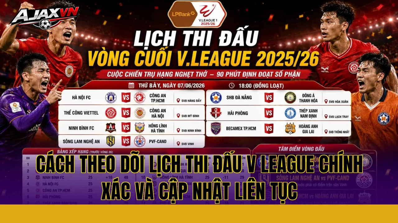 Cách theo dõi lịch thi đấu V League chính xác và cập nhật liên tục