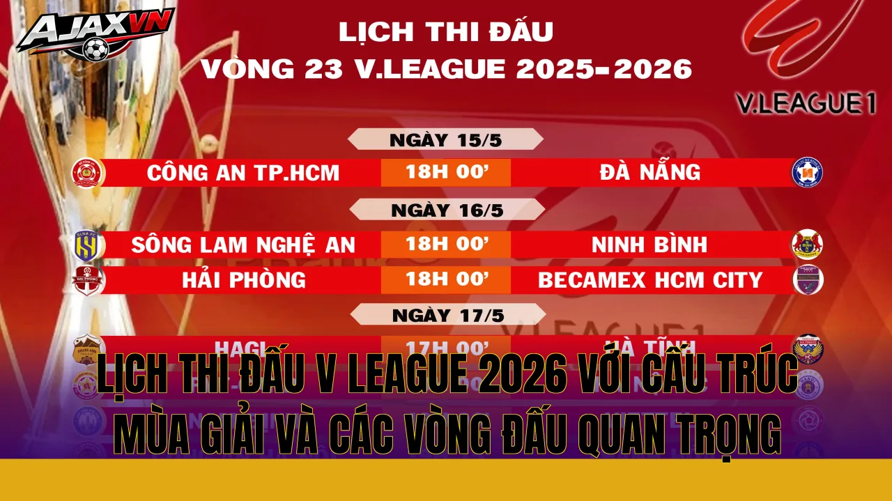 Lịch thi đấu V League 2026 với cấu trúc mùa giải và các vòng đấu quan trọng